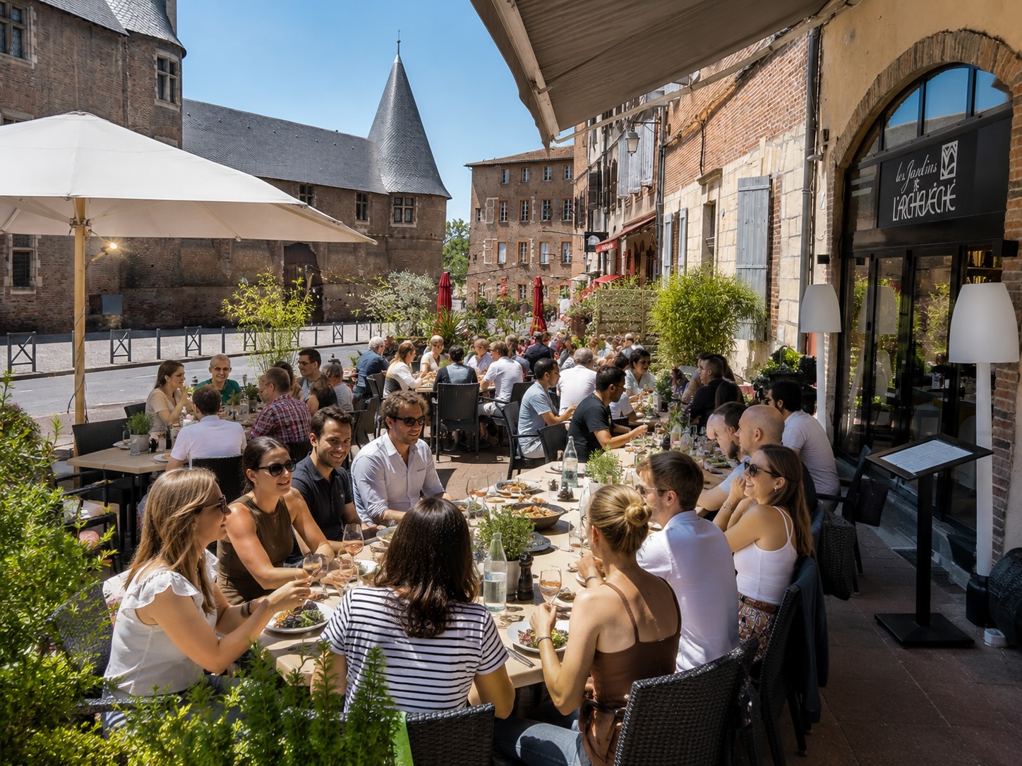 Terrasse du restaurant Les Jardins de l'Archevêché à Albi
